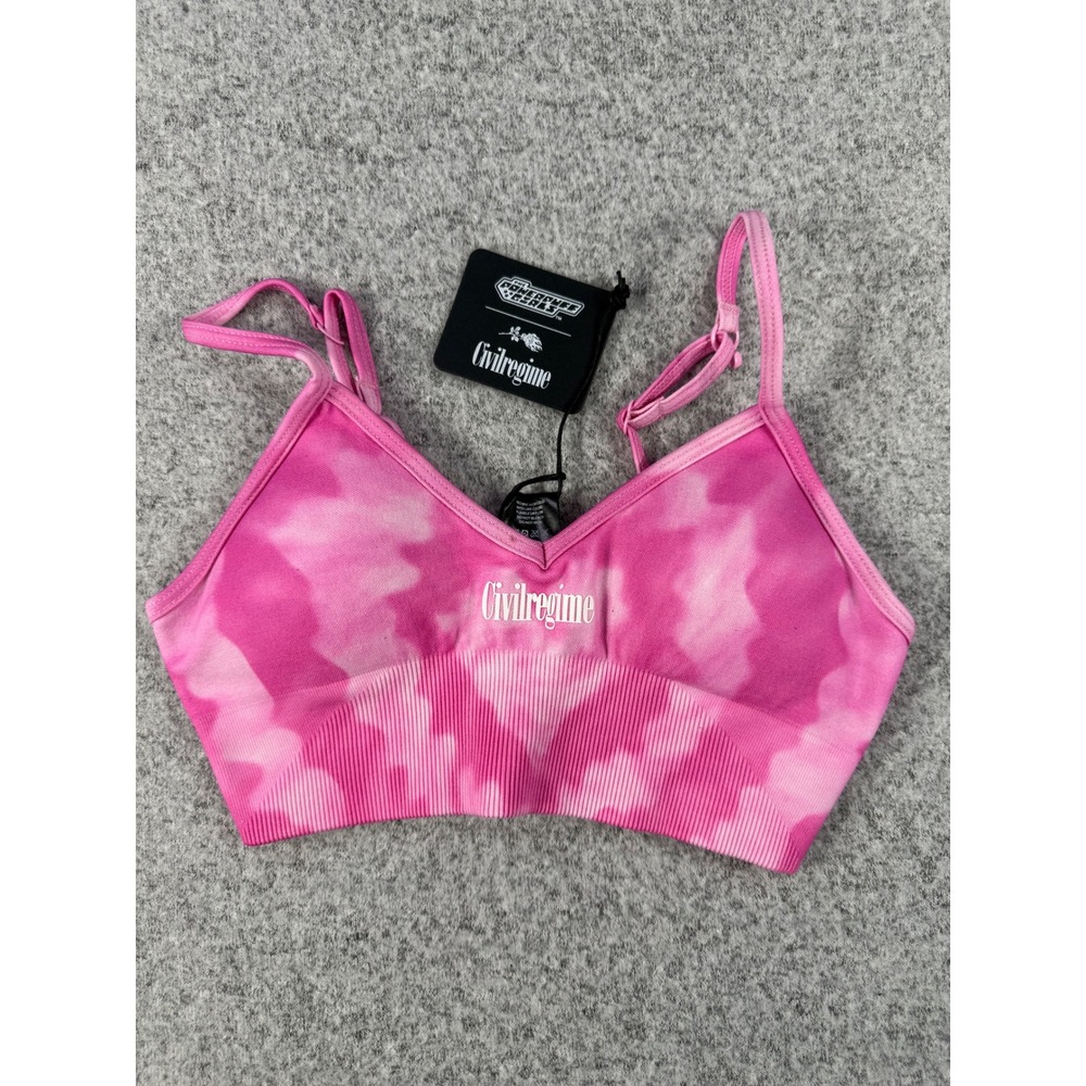 Civil Regime Powerpuff Girls Blossom Pink Tie Dye Sports Bra Ribbed XS NWT